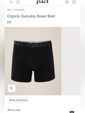 Pact Black Boxer Brief with Logo Waistband